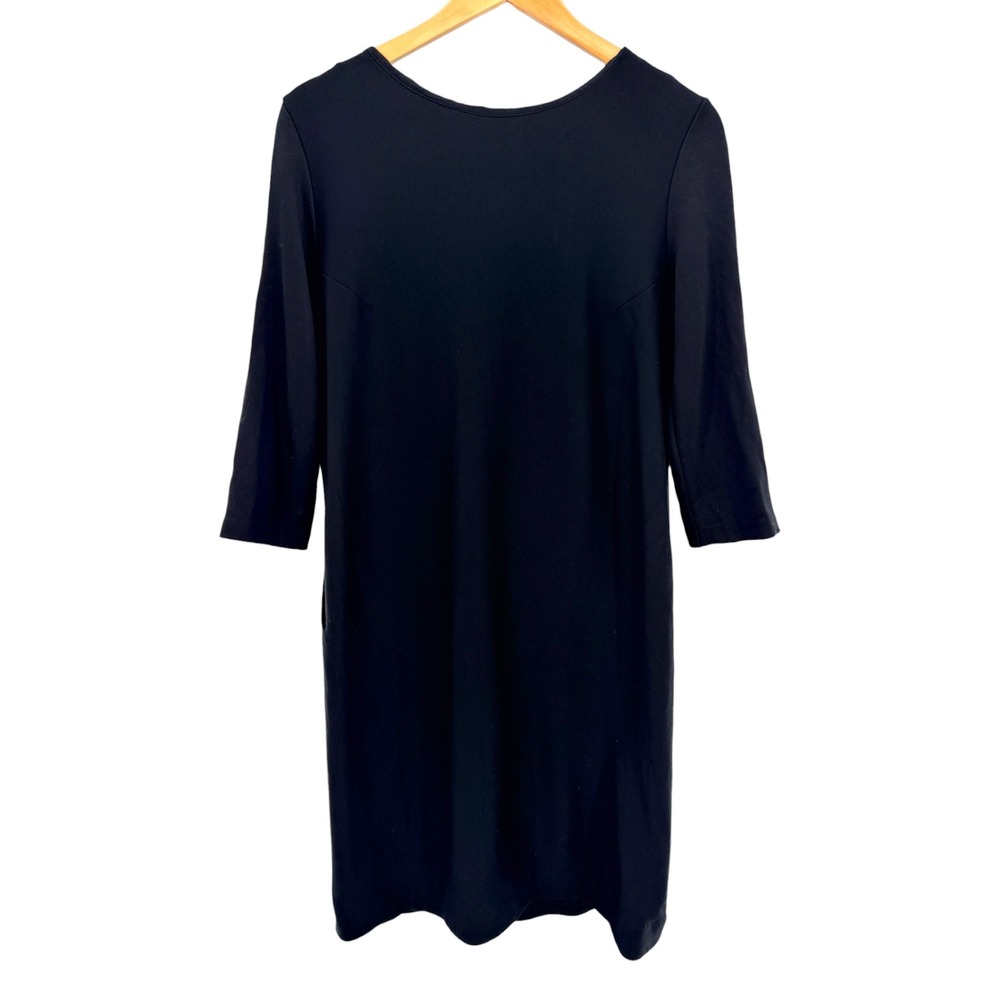 COS Black Shift‎ Dress Small 3/4 Sleeve Pockets Ponte Knit Office Minimalist